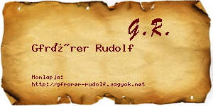 Gfrörer Rudolf névjegykártya